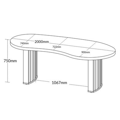 Mesa Para Escritório 200cm Tamburato Curves A02 Carvalho Branco - Lyam Decor