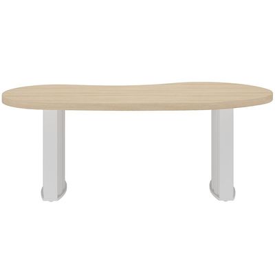 Mesa Para Escritório 200cm Tamburato Curves A02 Carvalho Branco - Lyam Decor