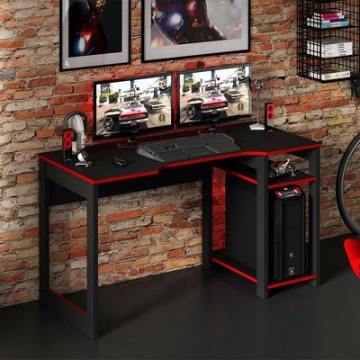 Mesa para Escritório Home Office Gamer ME4152 MDP Preto/Vermelho - Gran Belo