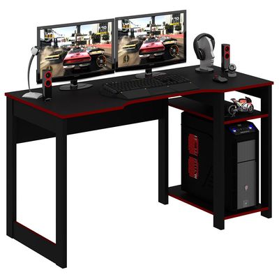 Mesa para Escritório Home Office Gamer ME4152 MDP Preto/Vermelho - Gran Belo
