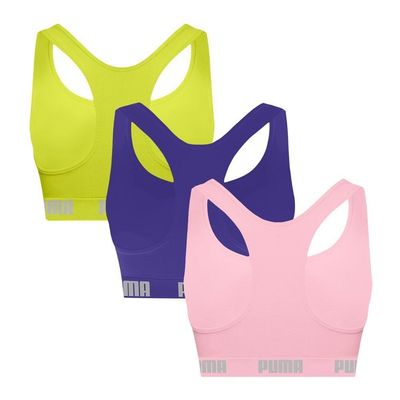 Kit 3 Tops Puma Nadador Sem Costura Feminino P / Verde/Roxo