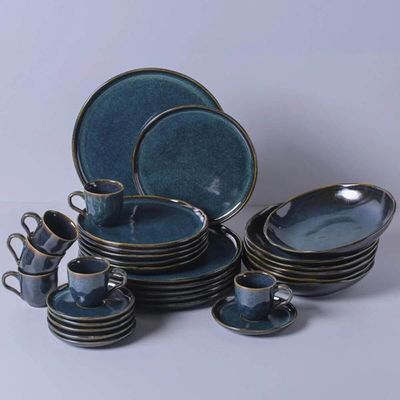 Jogo Mesa Posta Aparelho de Jantar Cerâmica e Faqueiro Inox Luxo 30 Peças 6 Pessoas