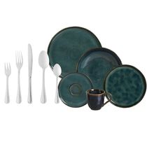 Jogo Mesa Posta Aparelho de Jantar Cerâmica e Faqueiro Inox Luxo 30 Peças 6 Pessoas