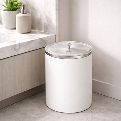 Lixeira Plástica Útil Branca com Tampa em Aço Inox Tramontina Banheiro Cozinha Quarto