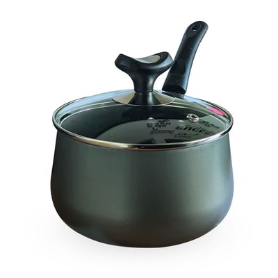 Panela Linha Diamante 14CM Grafite Antiaderente 1,5L Com Tampa de Vidro e Alça Dona Chefa