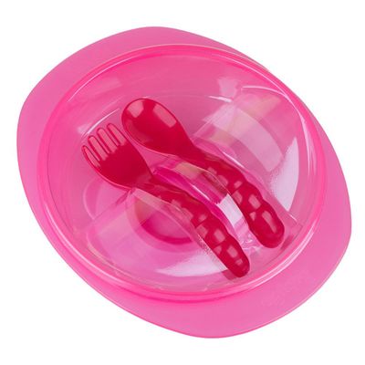 Kit Prato Bowl Dermiwil com Talheres Rosa Rosa