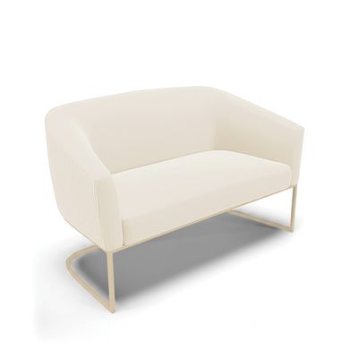 Sofá Namoradeira Stella Base Industrial Champanhe Cotelê Ext/Veludo Bege D03 - D'Rossi