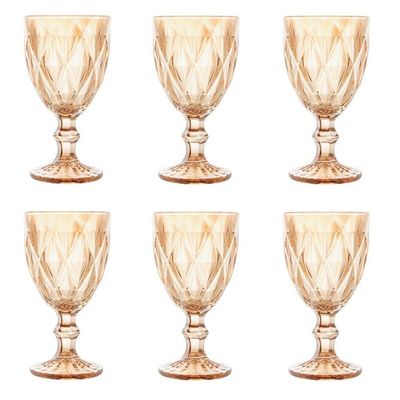 Conjunto De Taças De Vidro Para água 6 Peças 325 Ml Diamond âmbar Lyor
