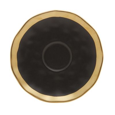 Conjunto De Xícara De Cafezinho Com Pires 06 Peças Dubai Preto E Dourado 90ml Wolff