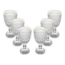 Conjunto 6 Taças De Vidro Com Fio De Ouro 320 Ml Brand Wolff