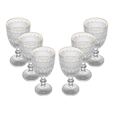 Conjunto 6 Taças De Vidro Com Fio De Ouro 320 Ml Brand Wolff