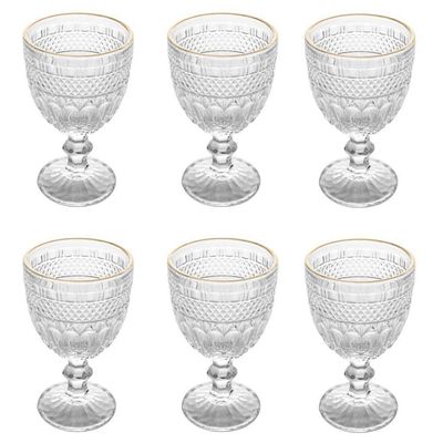 Conjunto 6 Taças De Vidro Com Fio De Ouro 320 Ml Brand Wolff