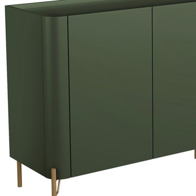 Aparador Buffet Para Sala de Jantar 4 Portas Pés Industrial Dourado Naim I03 Musgo - Lyam Decor
