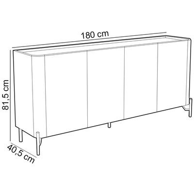 Aparador Buffet Para Sala de Jantar 4 Portas Pés Industrial Dourado Naim I03 Musgo - Lyam Decor