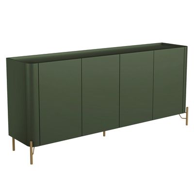 Aparador Buffet Para Sala de Jantar 4 Portas Pés Industrial Dourado Naim I03 Musgo - Lyam Decor
