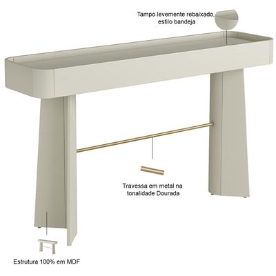 Aparador Para Sala De Estar Orgânico Industrial Alef I03 Luna Dourado - Lyam Decor