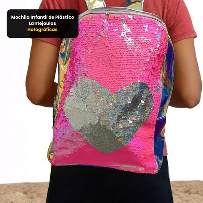 Mochila Infantil de Plástico Lantejoulas Holográficas