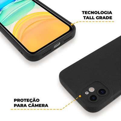 Kit Capa Silicon Cloud Preta e Pelicula Hydrogel HD para iPhone 11 - Gshield