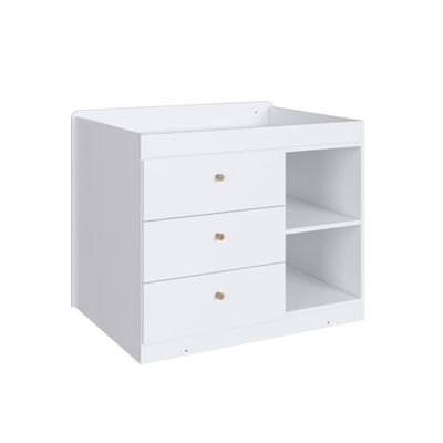 Berço Cama com Cômoda e Cama Auxiliar Aveiro Branco Completa Móveis