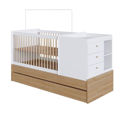 Berço Cama com Cômoda e Cama Auxiliar Aveiro Branco Completa Móveis