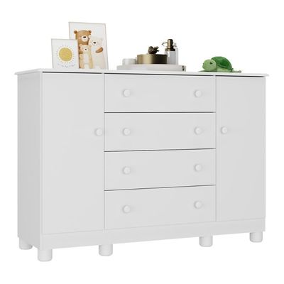 Cômoda Infantil 125cm 2 Portas E 4 Gavetas Allegra Multimóveis Mp4445 Branco Branco
