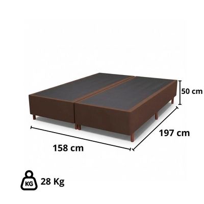 Base Box Queen Size Casal Prince Sued 158x197 Tabaco