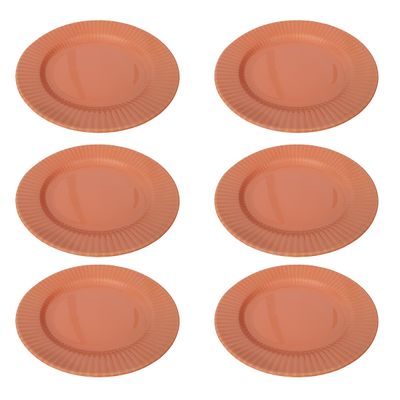 Prato Raso de Cerâmica Canelé Salmão 24cm 6 Unidades - Biona 135786