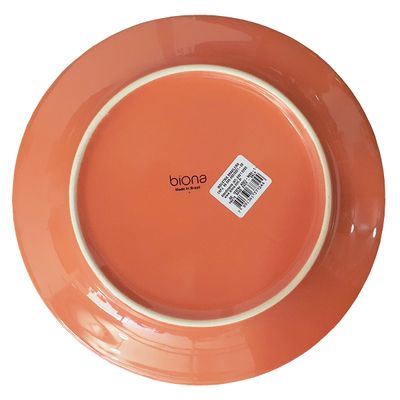 Prato Raso de Cerâmica Canelé Salmão 24cm 6 Unidades - Biona 135786