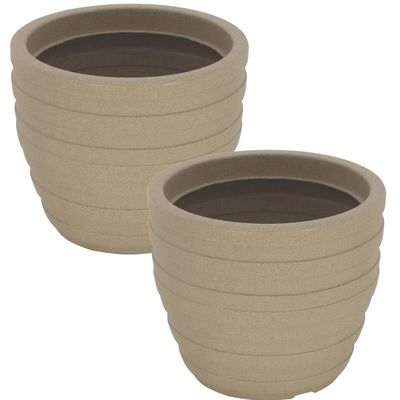 Kit 2 Vasos de Plantas Flores Folhagens 32cm Tramontina Inca Plástico Granito Areia Decorativo