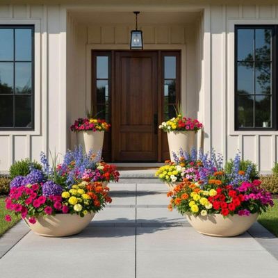 Kit 4 Vasos Flores Plantas 22cm Indi Areia Tramontina Plástico Jardim Varanda