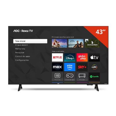 Smart TV 43 polegadas 43S5155 78G Full HD LED Wi-Fi Roku TV Dolby Audio AOC Preto / Bivolt