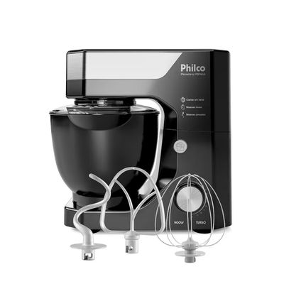 Batedeira Planetaria Philco PBP90A 5L 900W Tampa Antirrespingo Preto / 220V