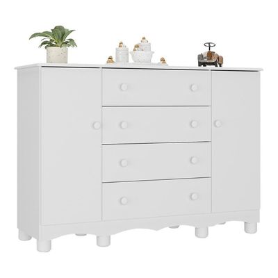 Cômoda Infantil 125cm 2 Portas E 4 Gavetas Dengo Multimóveis Mp4440 Branco Branco