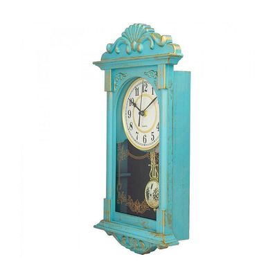 Relógio Parede Clássico Retrô Azul 41x21cm