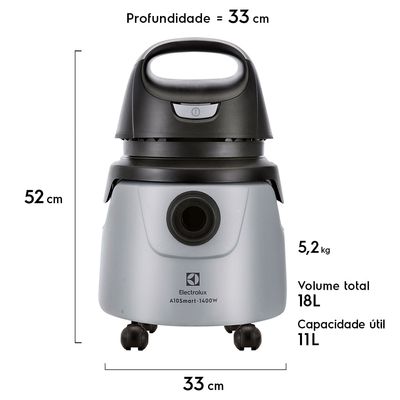 Aspirador Pó e Água Electrolux 1400w 18L Smart com Função Sopro Cinza (A10N1) 127V