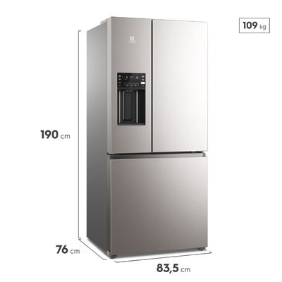 Geladeira Electrolux Frost Free 540L Efficient com AutoSense e Dispenser de Água e Gelo 3 Portas Cor Inox Look (IM8IS) 220V