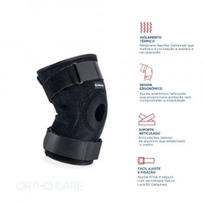 Joelheira Articulada Ajustável Ortho Care Dellamed Preto