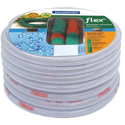 Mangueira Tramontina Flex de 1/2 Polegada para Jardim com Engates Ráidos e Esguicho 10m Gelo