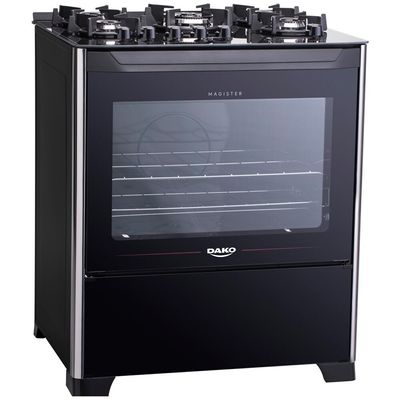 Fogão a Gás de Piso 5 Bocas Dako Magister Mesa de Vidro Preto Preto / Bivolt
