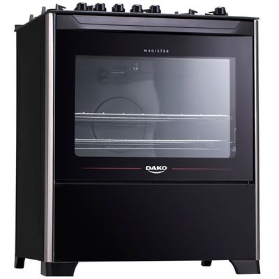 Fogão a Gás de Piso 5 Bocas Dako Magister Mesa de Vidro Preto Preto / Bivolt