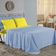 Jogo De Cama King Nobre 4 Peças Lençol Com Elástico De 30cm De Altura Malha 100% Algodão - Azul-bebê / Amarelo