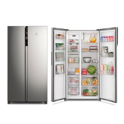 Geladeira Electrolux Frost Free 2 Portas 435 Litros Inverter Side by Side Inox / 220V