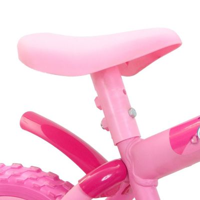 Bicicleta Track Bikes Arco-Íris Aro 12 Rodinhas Laterais com Cesto Rosa