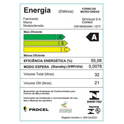 Microondas Consul de Embutir 32 Litros CM146AE Preto / 220V