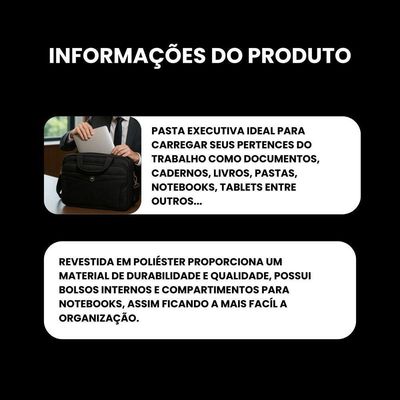 Pasta De Trabalho Masculina Executiva Para Notebook Reforçada Impermeável Em Poliéster  Plus  Yin's