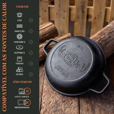 Panela De Defumação 24 Cm 5,7 L Em Ferro Fundido Panela Mineira