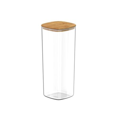 Conjunto De Potes Herméticos Keep 6 Peças Transparente Com Tampa De Bambu Ou