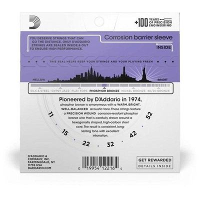 Encordoamento Violão Aço .011-.052 Phosphor Bronze D Addario