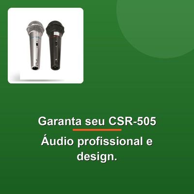 Microfone Csr-505 Duplo Com Fio Preto E Prata
