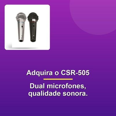 Microfone Csr-505 Duplo Com Fio Preto E Prata
